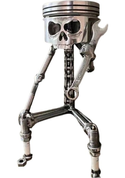 Reçine Oyma Heykel Süs Cosplay Cadılar Bayramı Piston Kafatası Yüz Heykel Heykelcik Sanat Masaüstü B (Yurt Dışından)