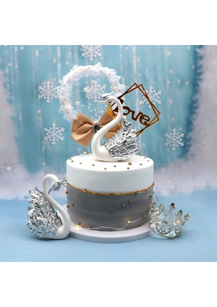 4 Parça Kuğu Süsler Figürinler, Kuğu Pasta Süslemesi, Araba Figürleri Dekorasyonu, Ev Düğün Noel Dekorasyonu B (Yurt Dışından) fiyatları