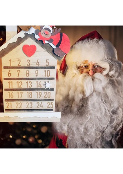 Noel Advent Koleksiyonu Dekoratif ve Yeniden Kullanılabilir Ahşap Geri Sayım Takvimi, 11.8 Inç, Noel Baba Sakal B (Yurt Dışından)