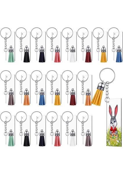 20 Dikdörtgen Akrilik Boşluk, 20 Püskül, 20 Anahtarlık Halkası ve 20 Atlama Halkası Dahil 80 Parça Şeffaf Anahtarlık Seti (Yurt Dışından) fiyatları