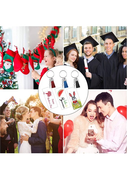 20 Dikdörtgen Akrilik Boşluk, 20 Püskül, 20 Anahtarlık Halkası ve 20 Atlama Halkası Dahil 80 Parça Şeffaf Anahtarlık Seti (Yurt Dışından) fırsatları