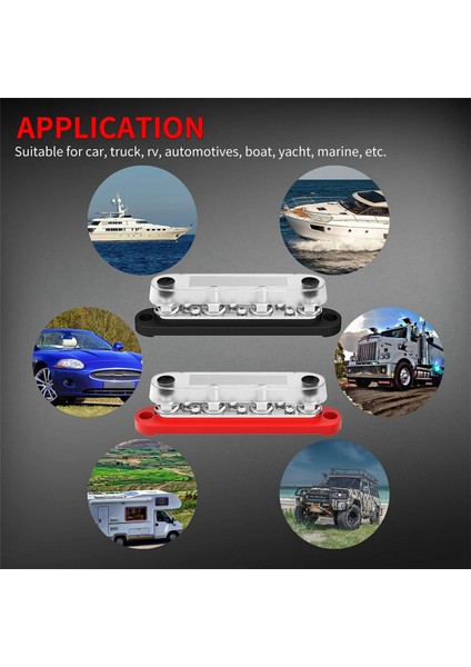 4x Terminal Bloğu Bara 48V 150A Güç Dağıtım Bloğu M8 Otomotiv Tekne Güneş Sistemi Için Terminal Veri Yolu, Siyah ve Kırmızı (Yurt Dışından)