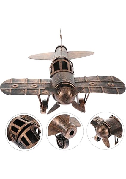 Adet Ferforje Uçak Modeli Vintage Uçak Metal Uçak Modeli Doğuş El Sanatları Uçak Metal Uçak Dekorasyon (Yurt Dışından)