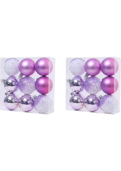 18 Pcs Noel Top Süsler Noel Ağacı Süsleri Ev Yeni Yıl Partisi Dekoru Için Asılı Toplar - 2.36 Inç, Mor (Yurt Dışından)