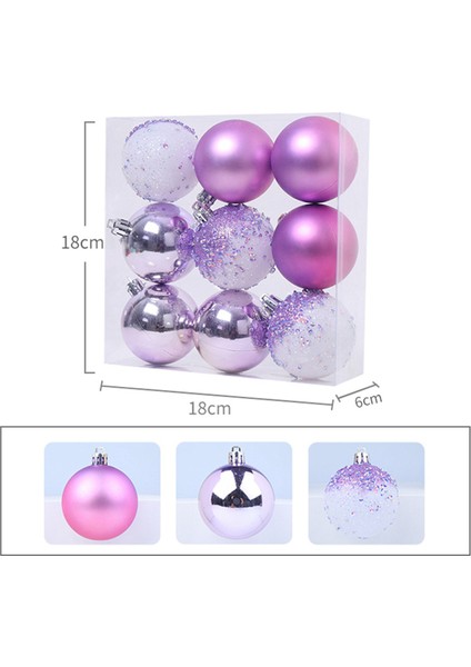 18 Pcs Noel Top Süsler Noel Ağacı Süsleri Ev Yeni Yıl Partisi Dekoru Için Asılı Toplar - 2.36 Inç, Mor (Yurt Dışından)