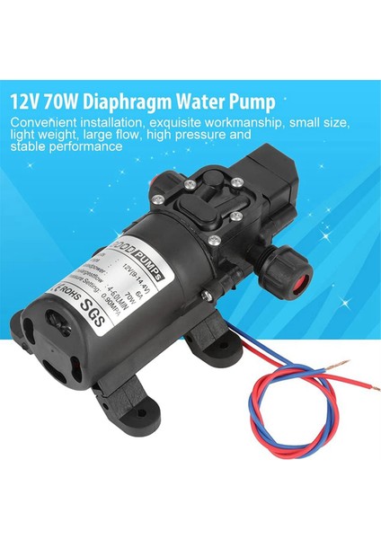 12V Su Pompası, 12 Volt Su Pompası, Dc 12V 6A 70W Elektrikli Su Pompası, Kendinden Emişli Su Pompası-Yüksek Basınç, 12V Pompa (Yurt Dışından)