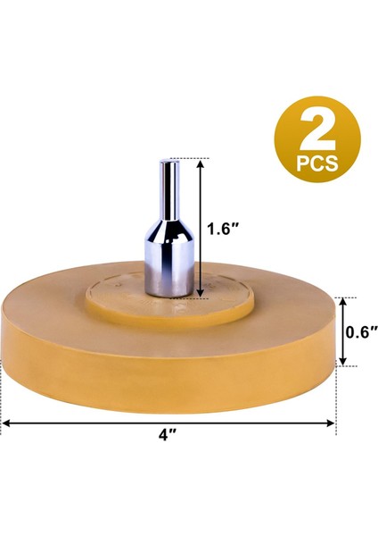 Çıkartma Sökücü Silgi Tekerlek Yapıştırıcı Sökücü Adaptörü ile 2 Paket Matkap Için 4 Inç Kauçuk Silgi Tekerlek Araba Vinil (Yurt Dışından)