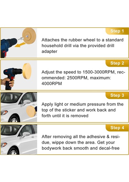 Çıkartma Sökücü Silgi Tekerlek Yapıştırıcı Sökücü Adaptörü ile 2 Paket Matkap Için 4 Inç Kauçuk Silgi Tekerlek Araba Vinil (Yurt Dışından)
