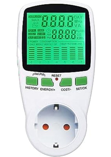 Watt Metre Güç Ölçer Fişi Elektrik Kullanımı Monitörü, Güneş Sistemi / Pv Sistemi Ab Tak Için LCD Ekranlı Enerji Monitörü (Yurt Dışından)