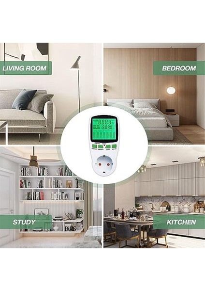 Watt Metre Güç Ölçer Fişi Elektrik Kullanımı Monitörü, Güneş Sistemi / Pv Sistemi Ab Tak Için LCD Ekranlı Enerji Monitörü (Yurt Dışından)