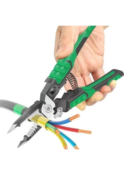 Laoa LA320919 9-In-1 Elektrik Tel Kablo Kesici Sıkma Pensesi - Sap Yeşili (Yurt Dışından)