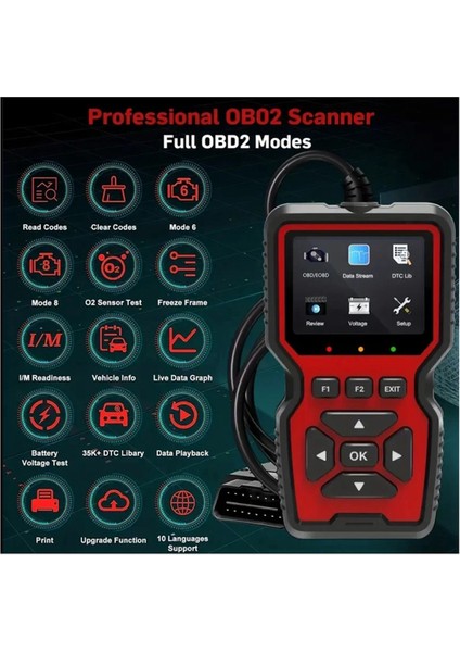 Obd2 Tarayıcı Canlı Veri Profesyonel Mekanik Teşhis Kodu Okuyucu Aracı Kontrol Motoru Işık Gerilimi Testi (Yurt Dışından) fiyatları