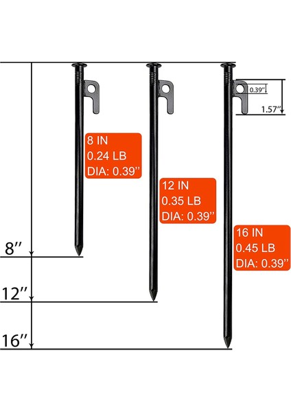 8 Paket Çadır Kazıkları Kamp Için Çadır Kazıkları Çelik Çadır Kazıkları, 40CM (Yurt Dışından)