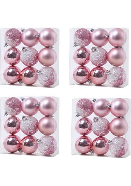 36 Pcs Noel Top Süsler Noel Ağacı Süsleri Ev Yeni Yıl Partisi Dekoru Için Asılı Toplar - 2.36 Inç, Pembe (Yurt Dışından)