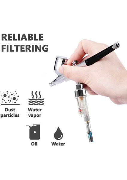 Airbrush Aracı Hat Içi Hava Filtresi ve Airbrush ve Hortumlar Bağlantısı Için 1/8 Inç Dişi Dişli Yağ Su Ayırıcı (Yurt Dışından)