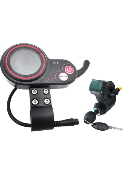 Qs-S4 72V Başparmak Gaz Kelebeği LCD Ekran Ölçer + 3pın Kontak Kilidi Anahtarı (Yurt Dışından)