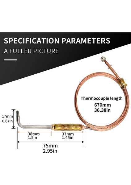 2023 Dirsek 670MM Gaz Sobası Termokupl Isıtıcı Parçası Evrensel Şömine Yedek Dijital Sıcaklık Kontrol Cihazı 2 Adet (Yurt Dışından) indirimleri