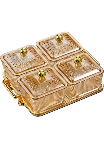 Meyve Snacks Kapaklı ve Raflı Servis Tabağı Çok Fonksiyonlu Bölünmüş Kurabiyeler Aureate 4 Kase (Yurt Dışından)