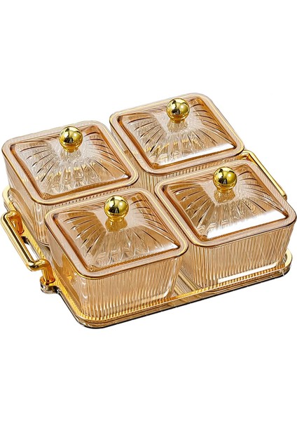 Meyve Snacks Kapaklı ve Raflı Servis Tabağı Çok Fonksiyonlu Bölünmüş Kurabiyeler Aureate 4 Kase (Yurt Dışından) fırsatları