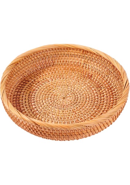 Hasır El Yapımı Yuvarlak Aperatif Meyve Kasesi Rattan Tepsisi 25X5CM (Yurt Dışından)