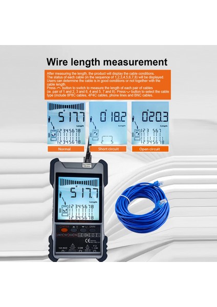ET618 LCD Ekranlı Ağ Kablosu Test Cihazı Analogları Dijital Arama Poe Test Kablosu Tel Haritası Test Cihazı Kimlik Eşleme Aracı(B) (Yurt Dışından)
