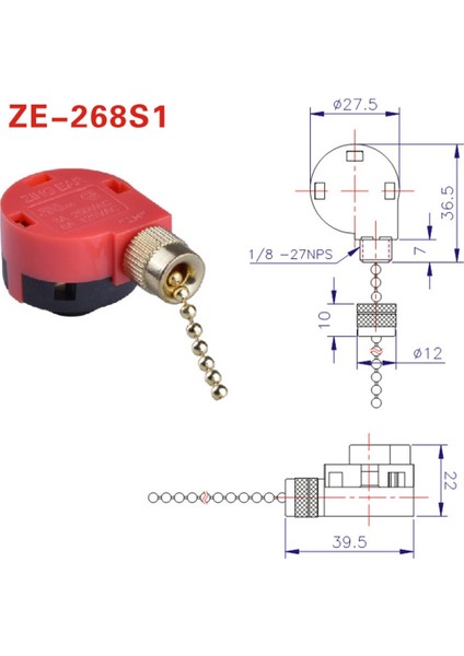 Adet Tavan Vantilatörü Anahtarı 3 Hız 4 Telli ZE-268S1 Fan Çekme Zinciri Anahtarı Yedek Hız Kontrol Anahtarı Avize Anahtarı (Yurt Dışından)