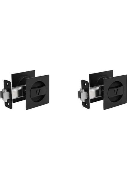 2x Cep Kapı Kilidi, Mat Siyah Çağdaş Gizlilik Kare Cep Kapı Donanımı, Siyah Sürgülü Cep Kapı Kilidi (Yurt Dışından)