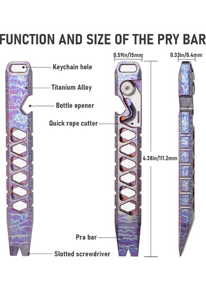Titanyum Gözetleme Çubuğu, Anahtarlık Çok Amaçlı Alet, Cep Aracı Şişe Açacağı Anahtarlık Dış Mekan Aracı, Titanyum Anahtarlık, Çok Renkli (Yurt Dışından) fiyatları