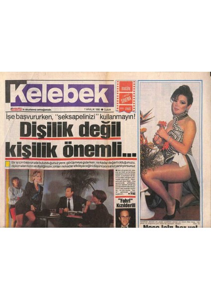 Hürriyet Gazetesi Kelebek Eki 7 Aralık 1990 - Bir Başka Gecede Bambaşka Bir Sezen Aksu GZ91959