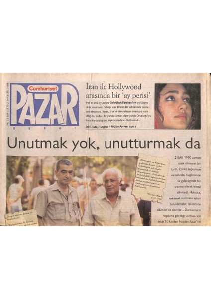Cumhuriyet Gazetesi Pazar Eki 14 Eylül 2008 - Bodrum Film Festivali Başlıyor - 12 Eylül 1980 Unutmak Yok , Unutturmak Da GZ109132