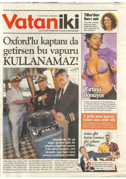 Vatan Gazetesi Iki Eki 17 Mayıs 2006 - Yıldız Tilbe , Ekranda Görüp Aşık Olduğu Timuçin Esene Şarkı Yazdı GZ114574