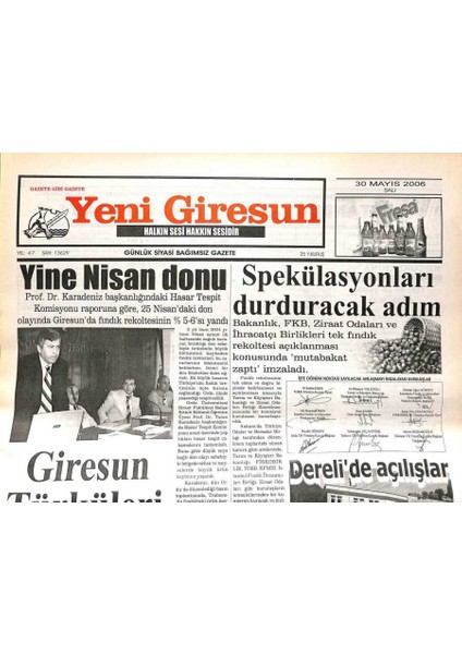 Yeni Giresun Gazetesi 30 Mayıs 2006 - Giresunsporda Yönetim Bilmecesi GZ108651