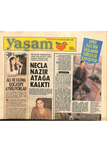 Milliyet Gazetesi Yaşam Eki - 26 Kasım 1980 - Necla Nazır Atağa Kalktı GZ110190