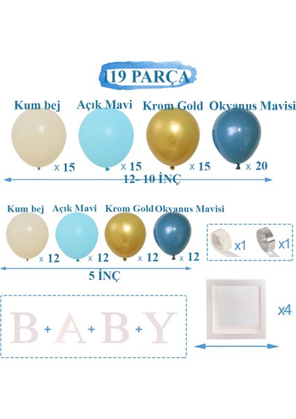 Baby Shower Lüks Parti Kutlama Seti; Baby Kutulu Balon Zincir Set fiyatları