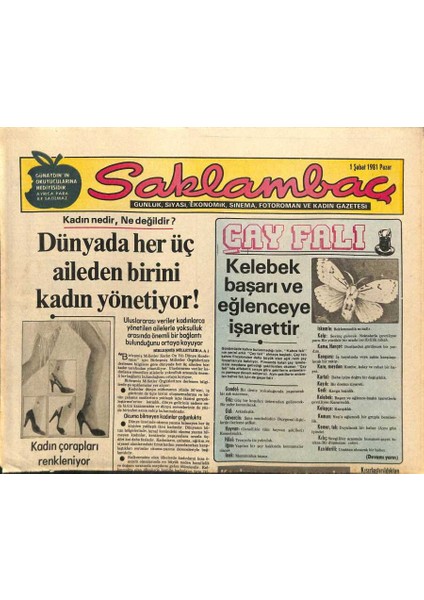 Günaydın Gazetesi Saklambaç Eki - 1 Şubat 1981 - Betül - Cüneyt Arkın GZ110182