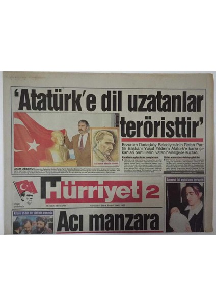 Hürriyet 2 Gazetesi 18 Kasım 1994 -Doğu Illerinde Öğrenciler Okula Kızakla Gidip Geliyor Acı Manzara - GZ16949