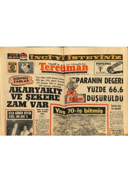 Tercüman Gazetesi 10 Ağustos 1970 - Araba Vapurları Arıza Yapınca Üsküdar ve Kabataş Meydanları Ana-Baba Gününe Döndü GZ123429