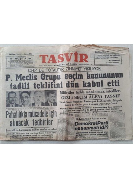 Tasvir Gazetesi - 14 Ocak 1948 - P. Meclis Grubu Seçim Kanununun Tadili Teklifini Kabul Etti GZ111271