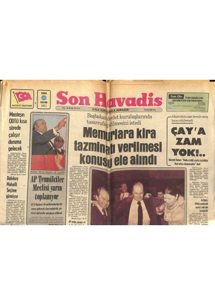 Son Havadis Gazetesi 14 Ekim 1977 - Trtyi Ele Geçirdiler Keyiflerine Diyecek Yok GZ12630