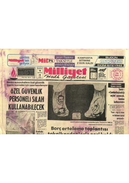 Milliyet Halk Gazetesi 16 Mart 1980 - Bülent Ersoyun Da Tepesini Arttırdılar GZ123239