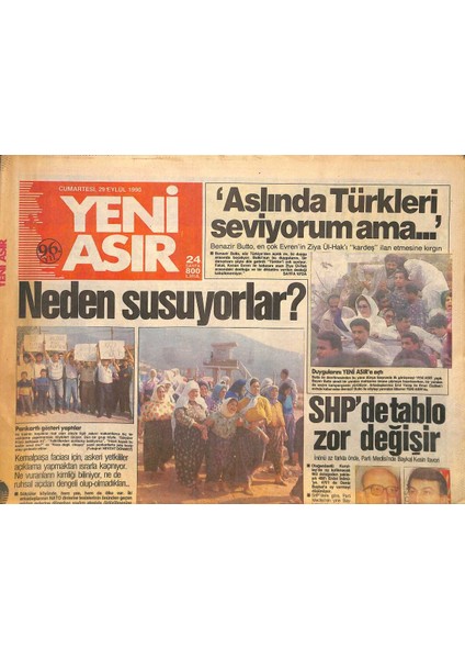 Yeni Asır Gazetesi 29 Eylül 1990 - Evrenin Gezisi Çok Renkli Geçti - Shpde Tablo Zor Değişir GZ131975