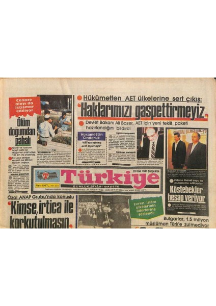 Türkiye Gazetesi 28 Ocak 1987 - Mustafa Denizli , Antrenörler Derneği Muhatabım Olamaz GZ118677