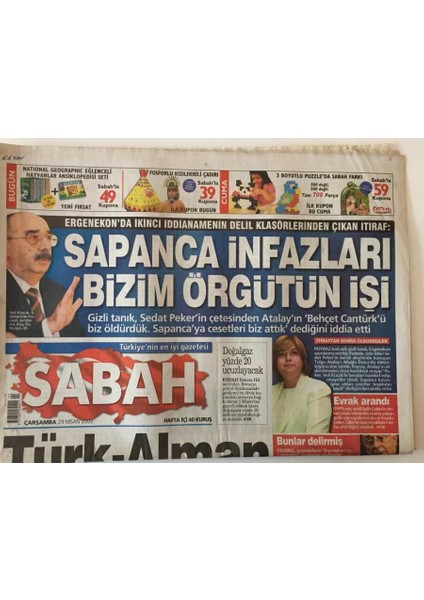 Sabah Gazetesi 29 Nisan 2009 - Türk - Alman Hukuk Krizi GZ20737