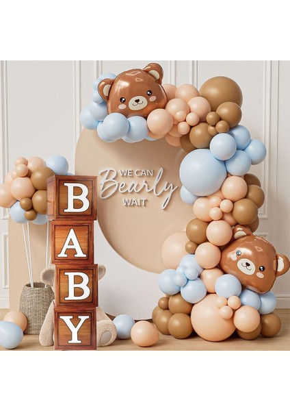 Baby Yazılı Ahşap Damarlı Baby Shower Dekorasyon Kutu Set