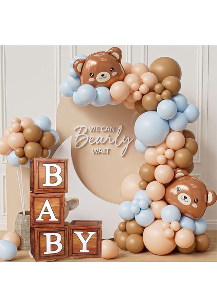 Baby Yazılı Ahşap Damarlı Baby Shower Dekorasyon Kutu Set fiyatları