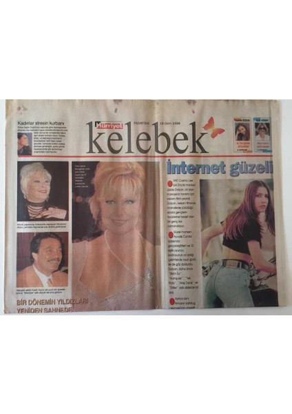 Hürriyet Gazetesi Kelebek Eki 19 Ekim 1998 - Bir Dönemin Yıldızları Yeniden Sahnede Kadir Inanır, Türkan Şoray , Emel Sayın GZ18689