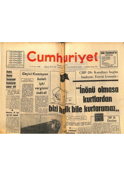 Cumhuriyet Gazetesi - 3 Temmuz 1970 - Ecevit Inönü Olmasa Kurtlardan Bizi Halk Bile Kurtaramaz GZ99434