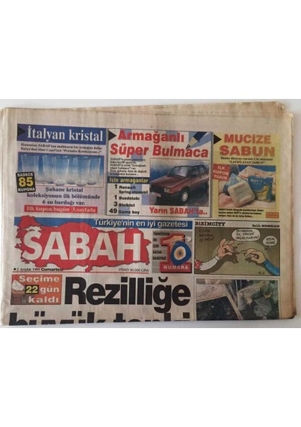 Sabah Gazetesi 2 Aralık 1995 - Seçimin Iptali Için Meclisi Toplantıya Çağıran Küskünlere Büyük Tepki GZ18529