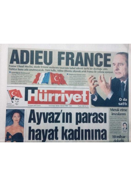 Hürriyet Gazetesi 19 Ocak 2001 - Baki Ağadan Hülya Avşara4.karım Ol GZ46908