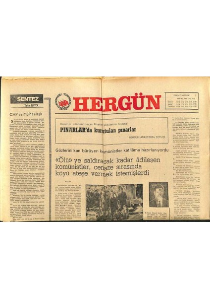 Hergün Gazetesi 12 Haziran 1980 - Mspnin Sol Ile Dirsek Teması Artıyor GZ104045